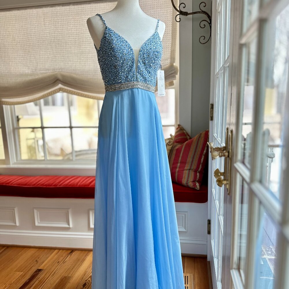 Blush - Prom Style 11537R Periwinkle Blue A-Line Beaded Gown - NWT - Size 6